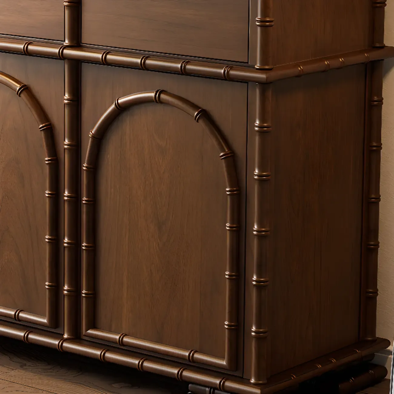 Modern Brown Wooden Sideboard with Storage Image - 6