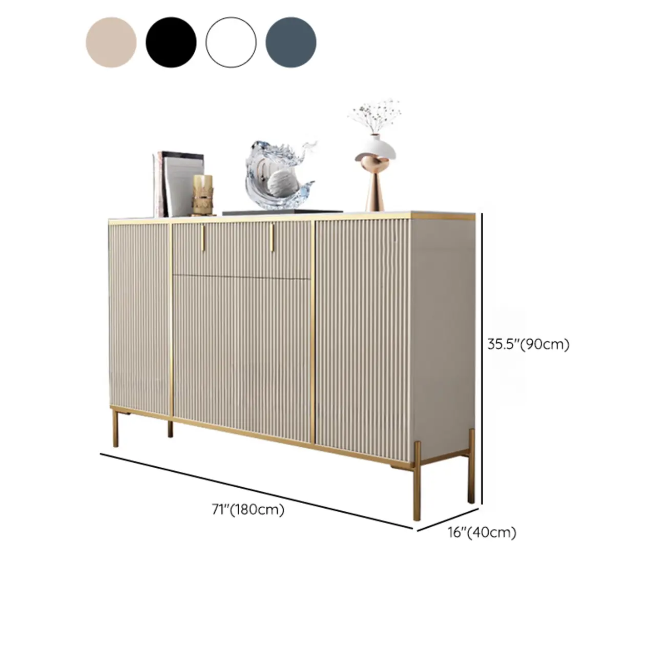 Freestanding Stone Top Sideboard Cabinet with Metal Legs  Image - 26 | homeyfad
