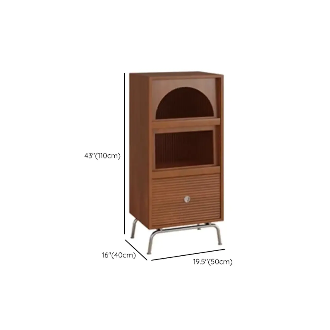 Free Standing Pine Accent Cabinet with Glass Door & Storage #size