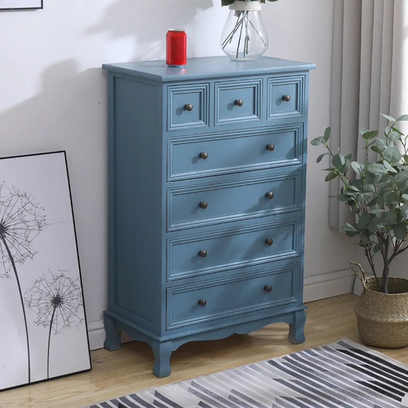 Rustic Wooden White Accent Cabinet with Multiple Drawers Image - 31