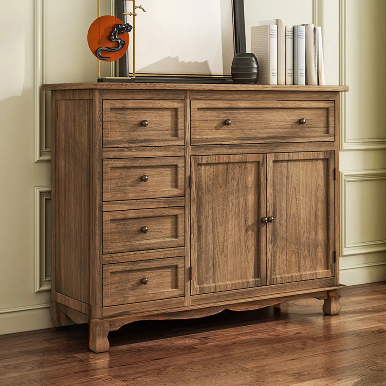 Rustic Waterproof Accent Cabinet for Living Room Storage Image - 22 | homeyfad