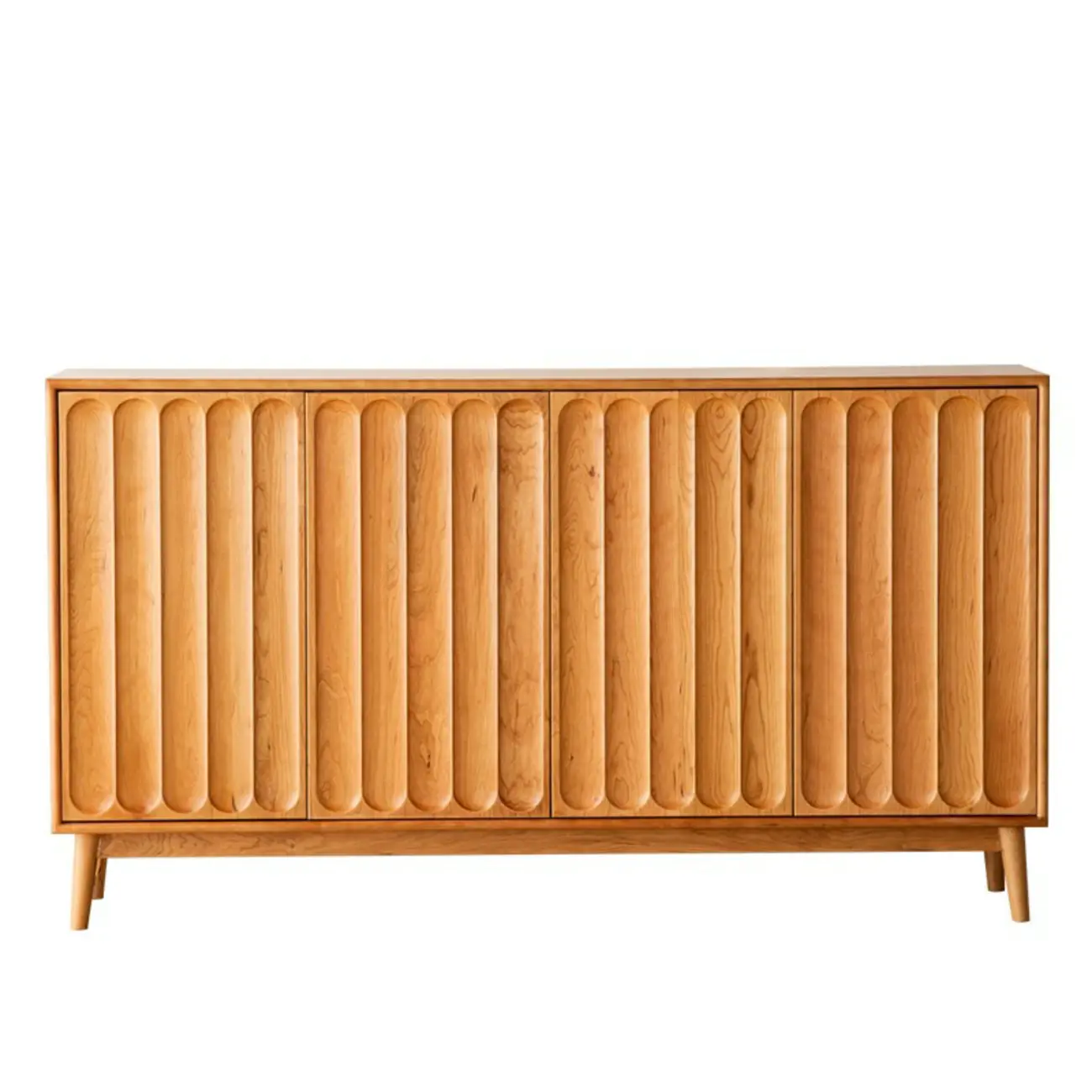 Scandinavian Pine Living Room Cabinet with Natural Finish Image - 5 | homeyfad