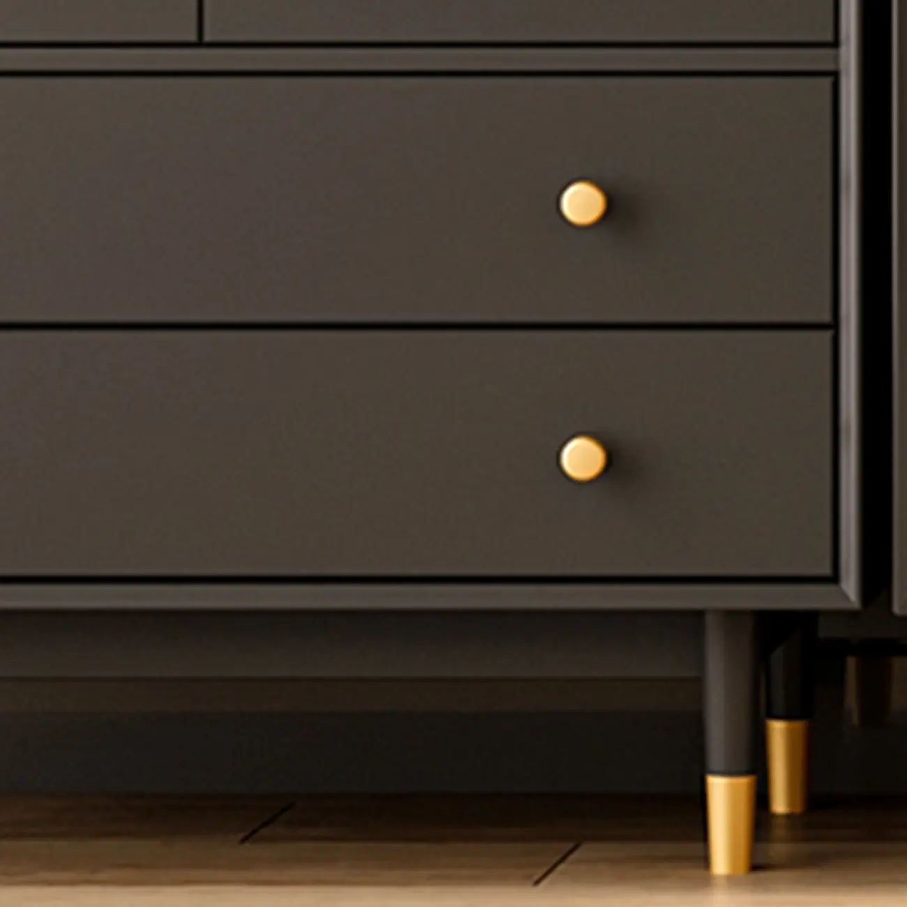 Modern Beige Solid Wood Accent Cabinet with 2 Drawers Image - 9 | homeyfad