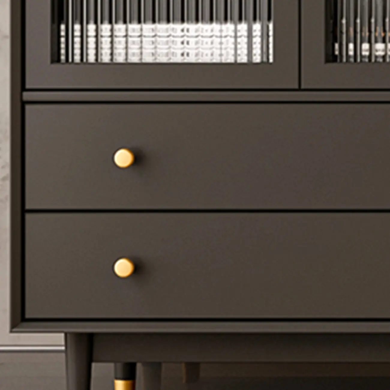 Modern Beige Solid Wood Accent Cabinet with 2 Drawers Image - 10 | homeyfad