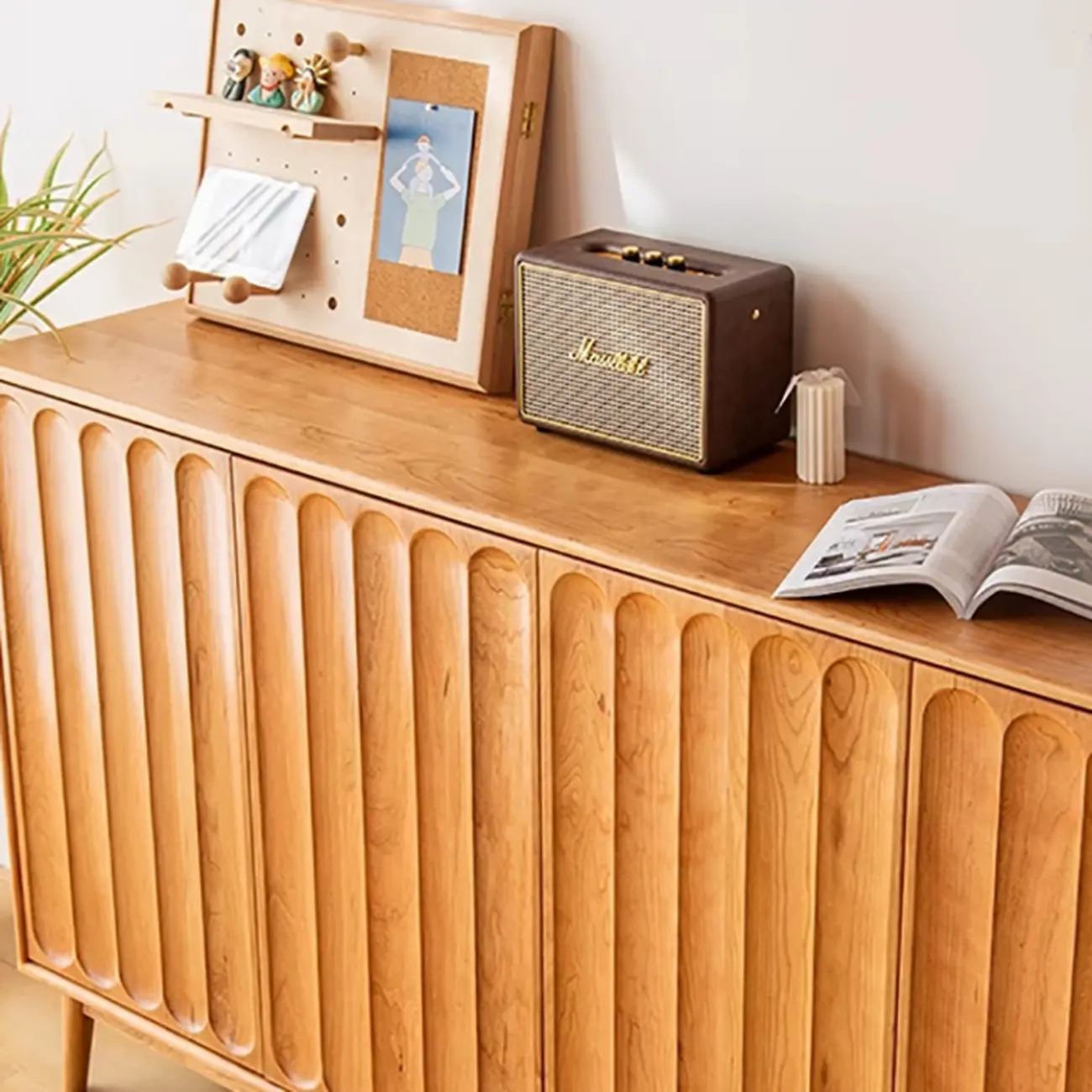 Scandinavian Pine Living Room Cabinet with Natural Finish Image - 7 | homeyfad