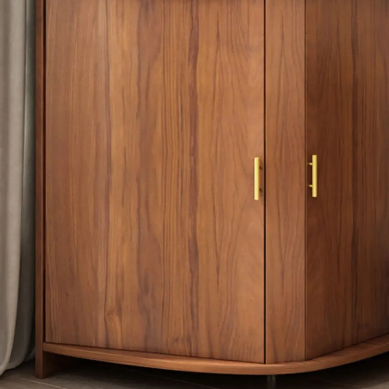 Modern Ample Storage Brown Wooden Corner Display Cabinet Image - 7