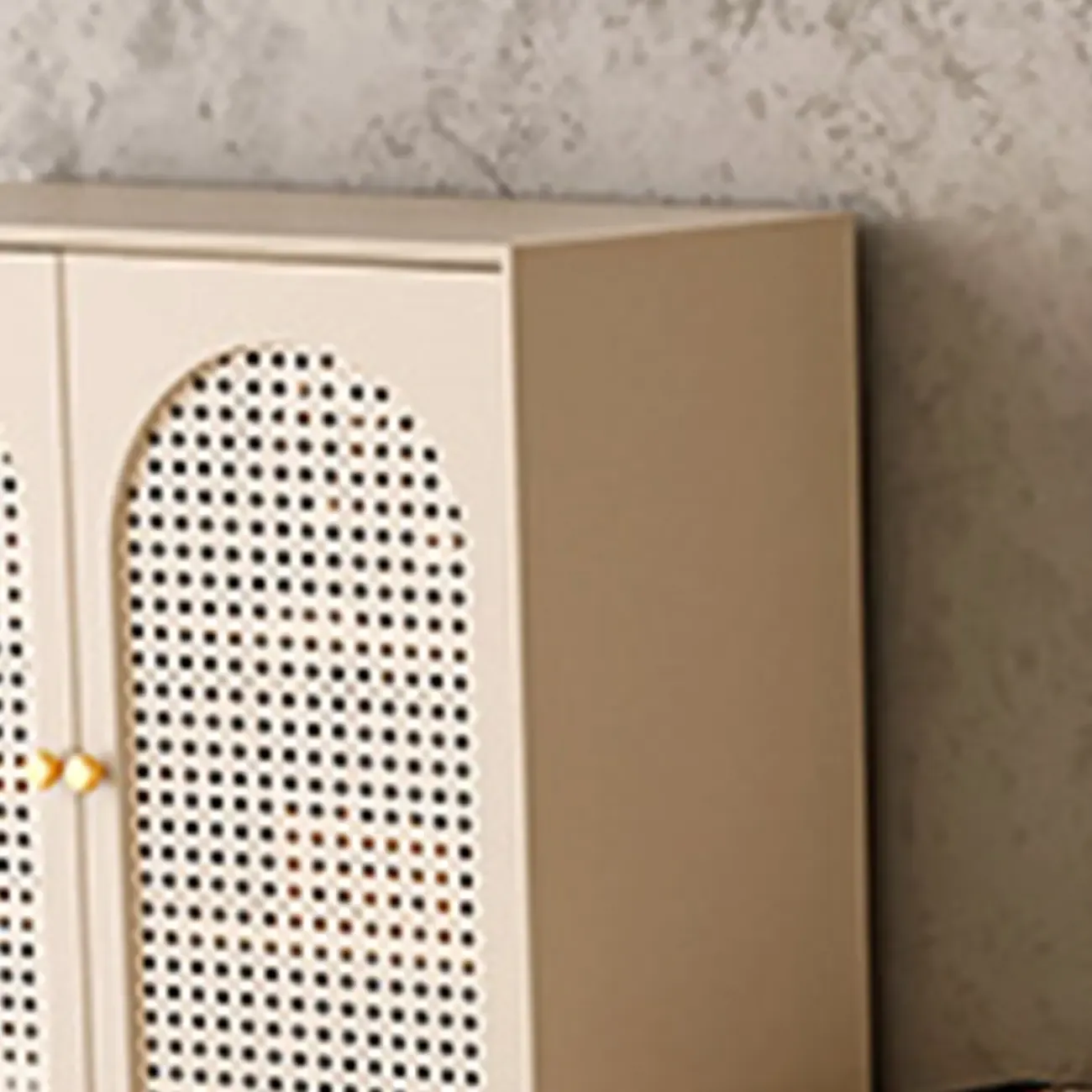 Modern Beige Solid Wood Accent Cabinet with 2 Drawers Image - 11