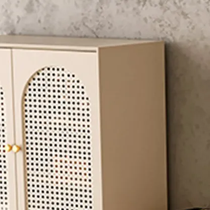 Modern Beige Solid Wood Accent Cabinet with 2 Drawers Image - 11