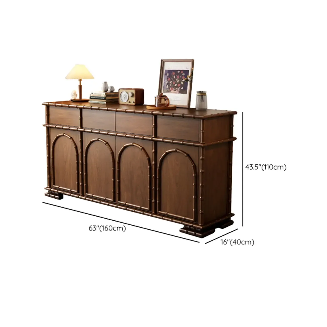 Modern Brown Wooden Sideboard with Storage Image - 10