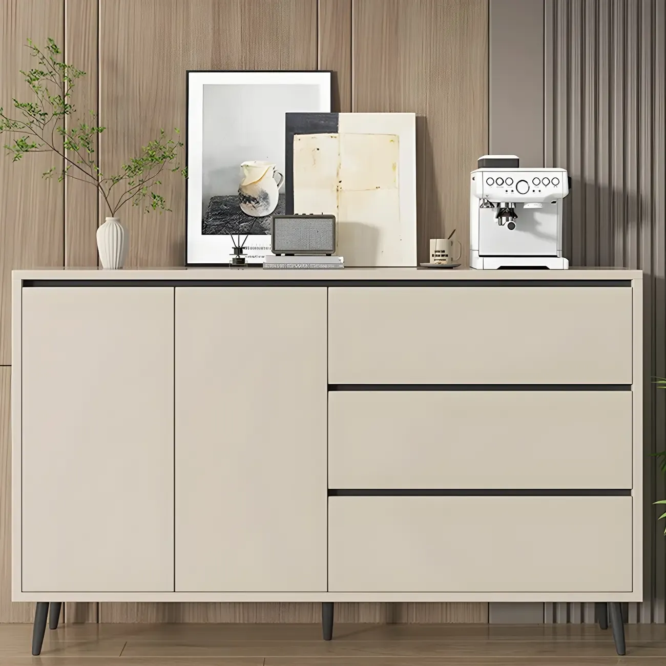 Modern Wooden Sideboard with Multi-Drawers and Cabinets Image - 1