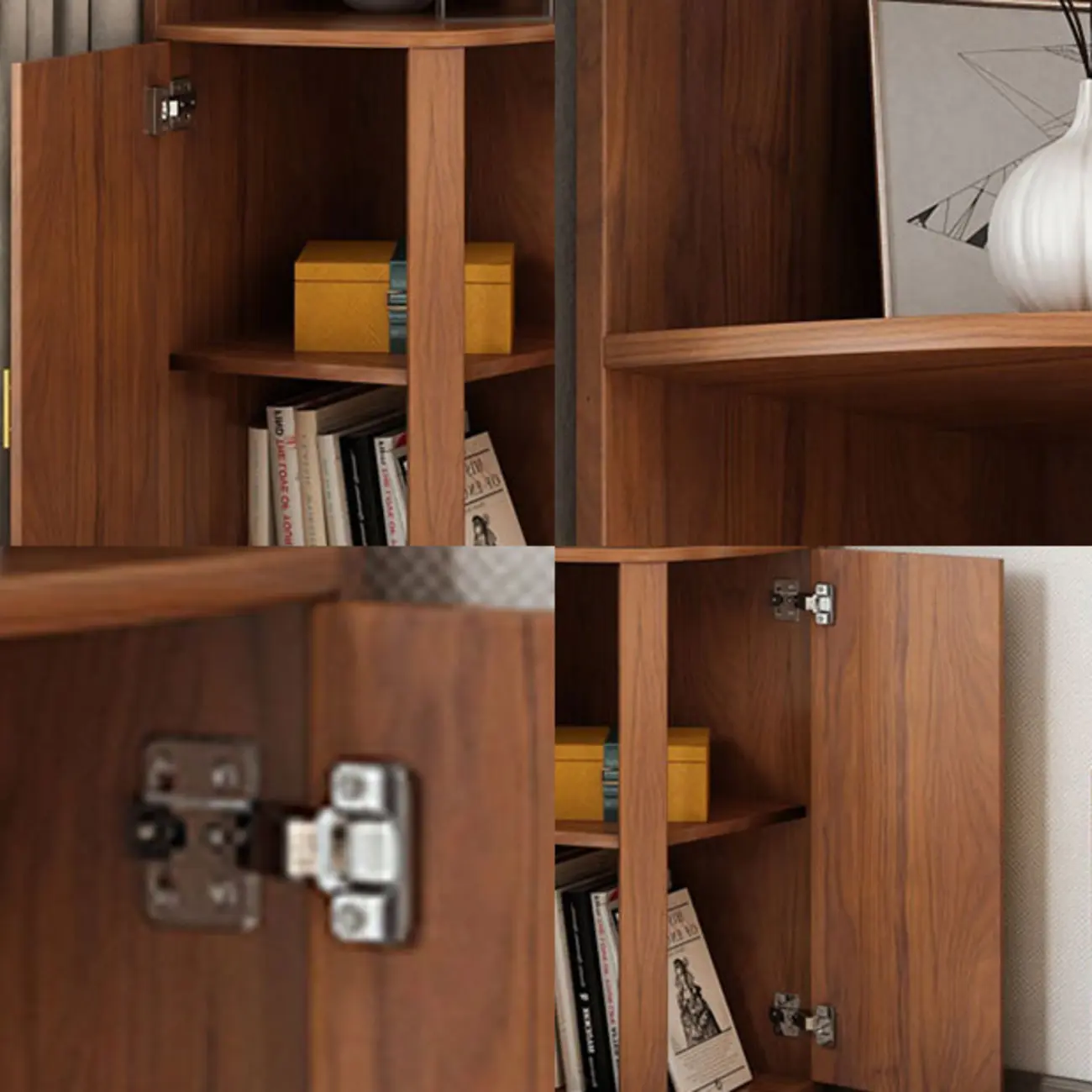 Modern Ample Storage Brown Wooden Corner Display Cabinet Image - 9 | homeyfad