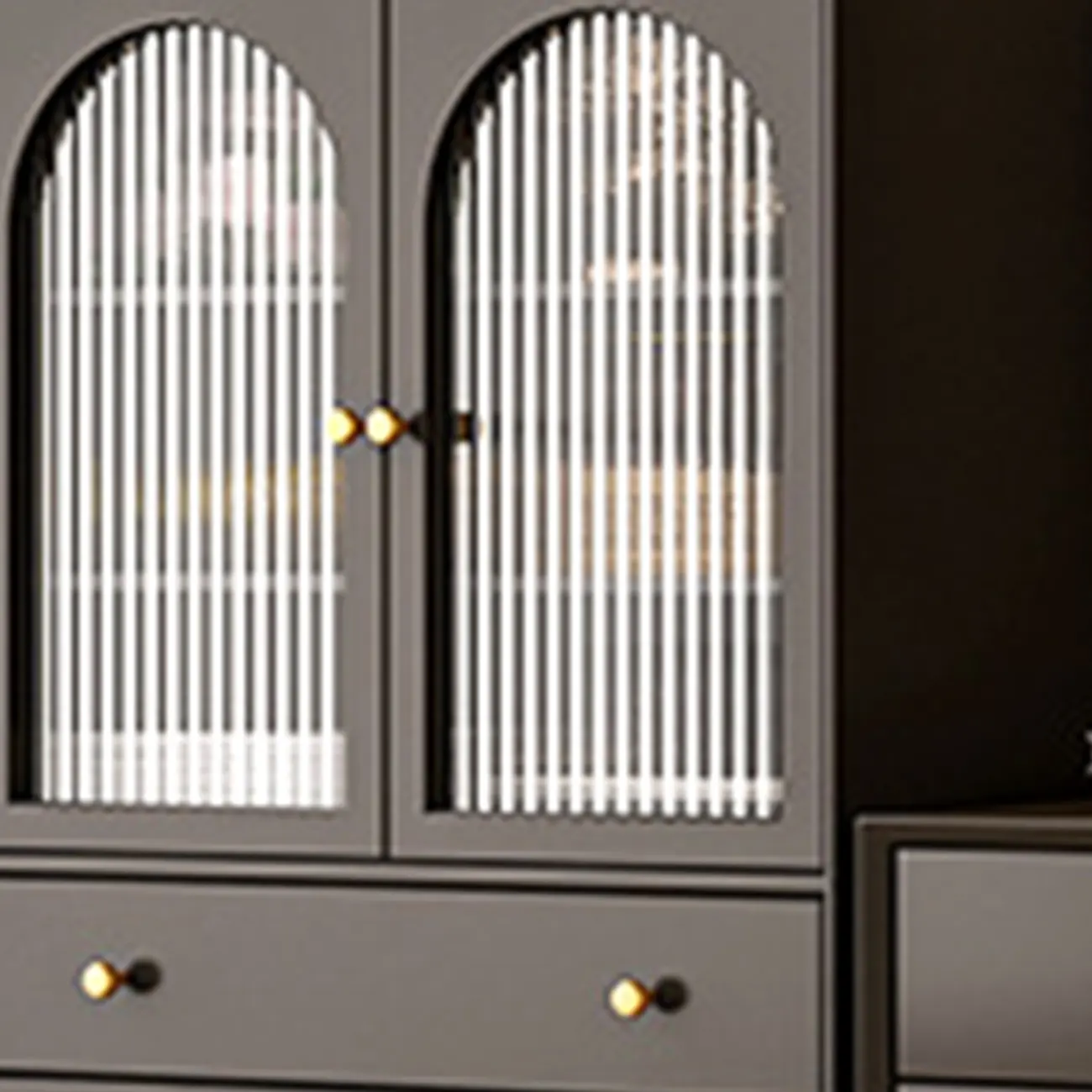 Modern Beige Solid Wood Accent Cabinet with 2 Drawers Image - 13 | homeyfad