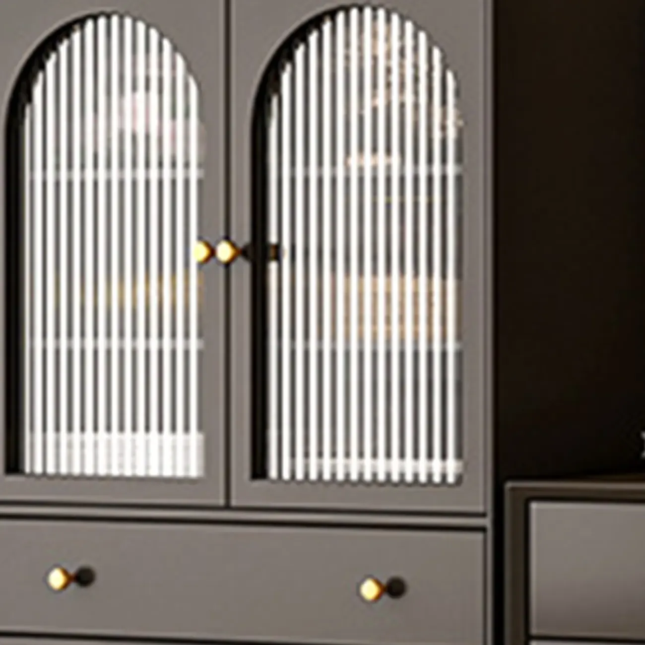 Modern Beige Solid Wood Accent Cabinet with 2 Drawers Image - 13