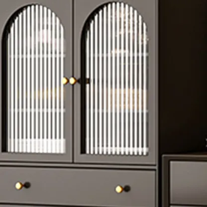 Modern Beige Solid Wood Accent Cabinet with 2 Drawers Image - 13