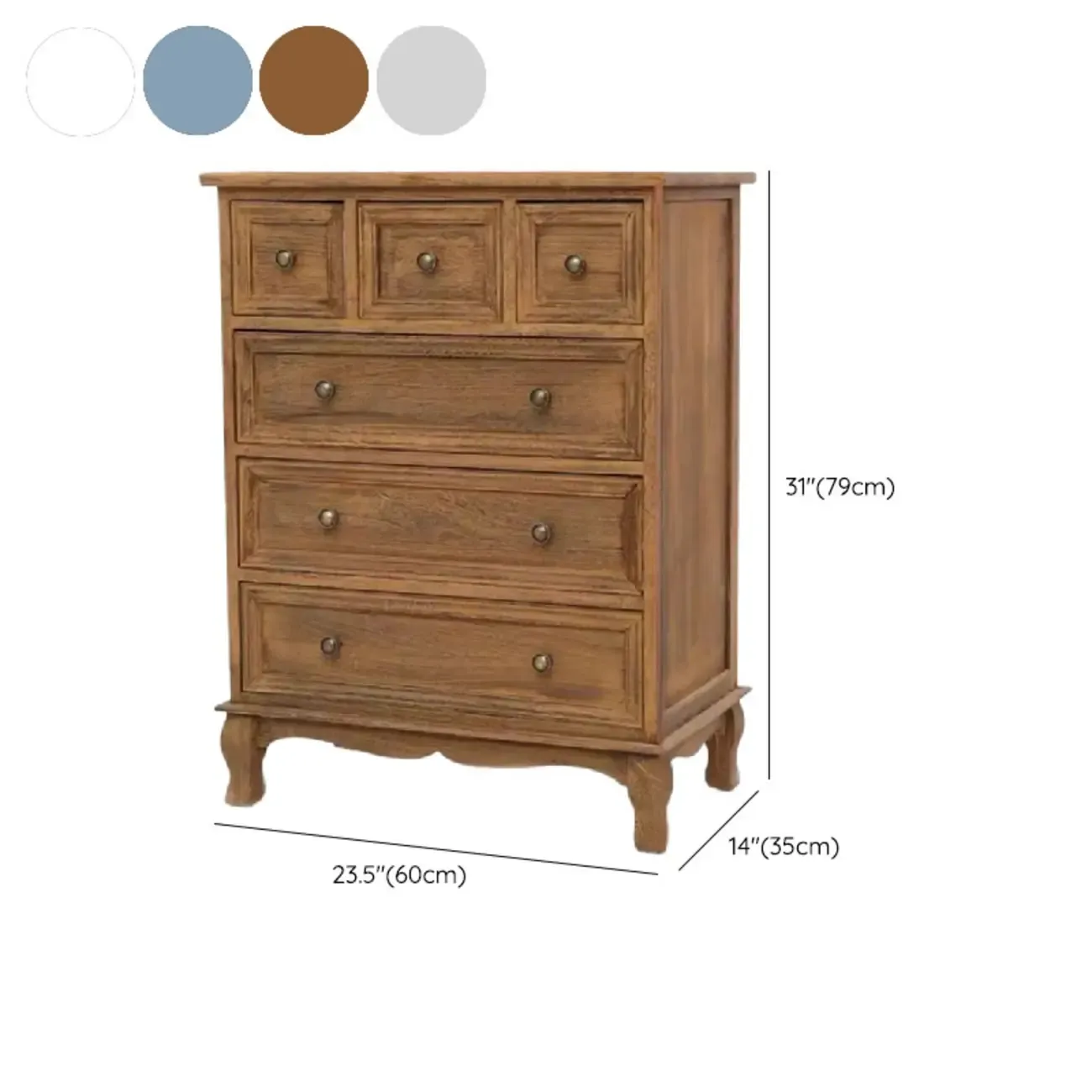 Rustic Wooden White Accent Cabinet with Multiple Drawers Image - 36