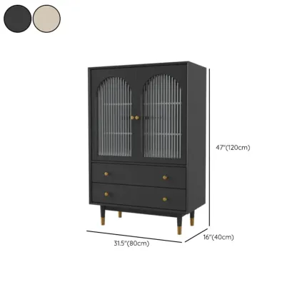 Modern Beige Solid Wood Accent Cabinet with 2 Drawers #size