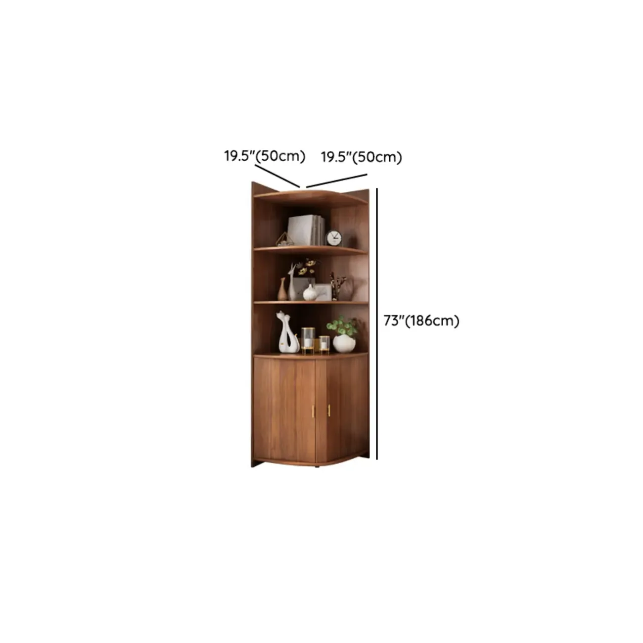 Modern Ample Storage Brown Wooden Corner Display Cabinet Image - 11
