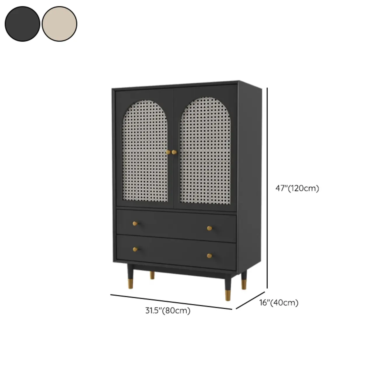 Modern Beige Solid Wood Accent Cabinet with 2 Drawers Image - 16 | homeyfad