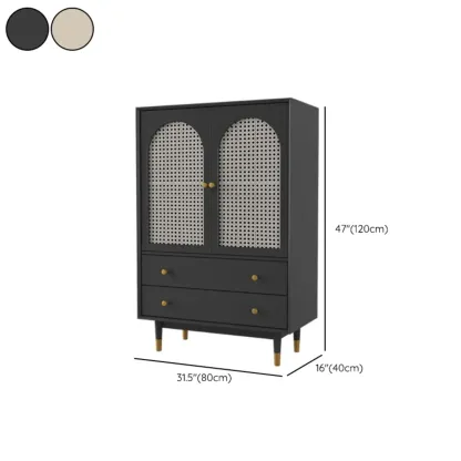 Modern Beige Solid Wood Accent Cabinet with 2 Drawers Image - 16