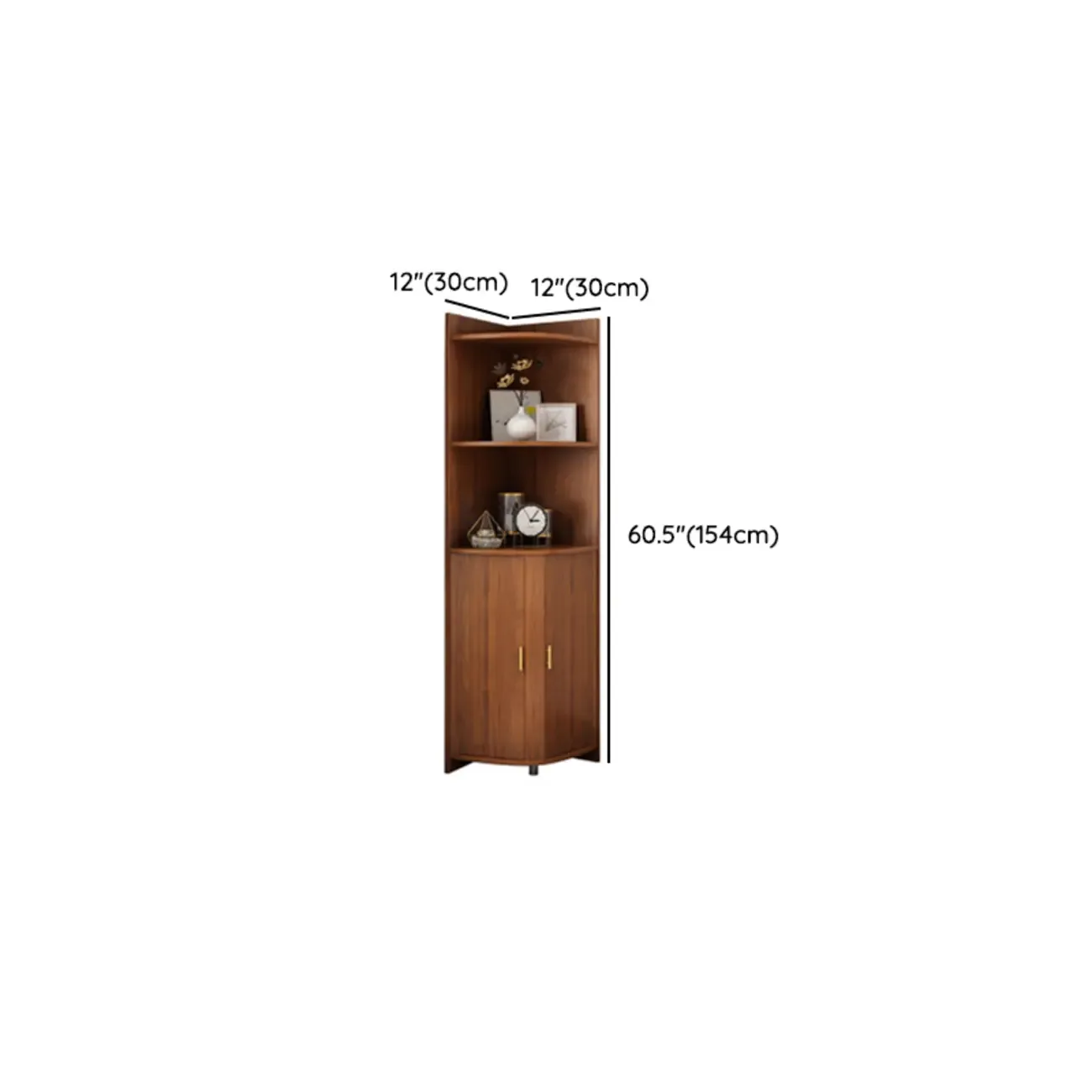 Modern Ample Storage Brown Wooden Corner Display Cabinet Image - 12
