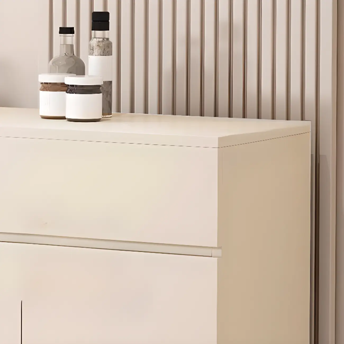 White Wooden Credenza with Drawers and Cabinets Image - 4 | homeyfad