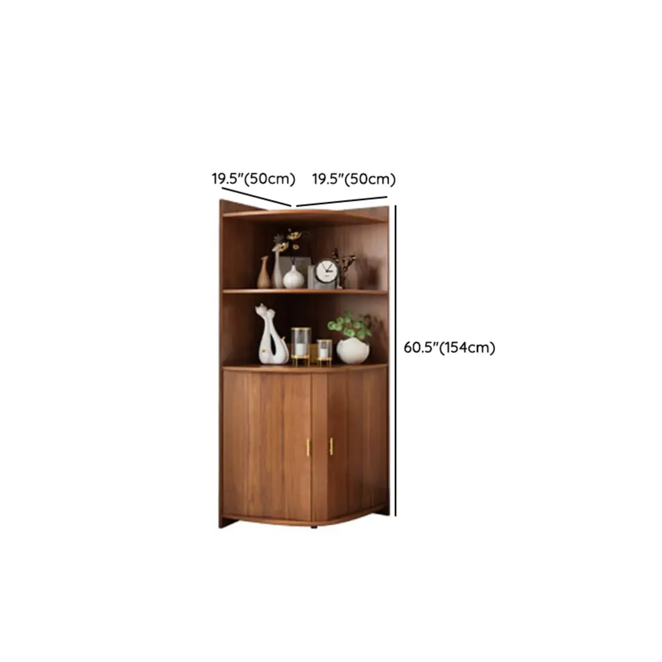 Modern Ample Storage Brown Wooden Corner Display Cabinet Image - 14