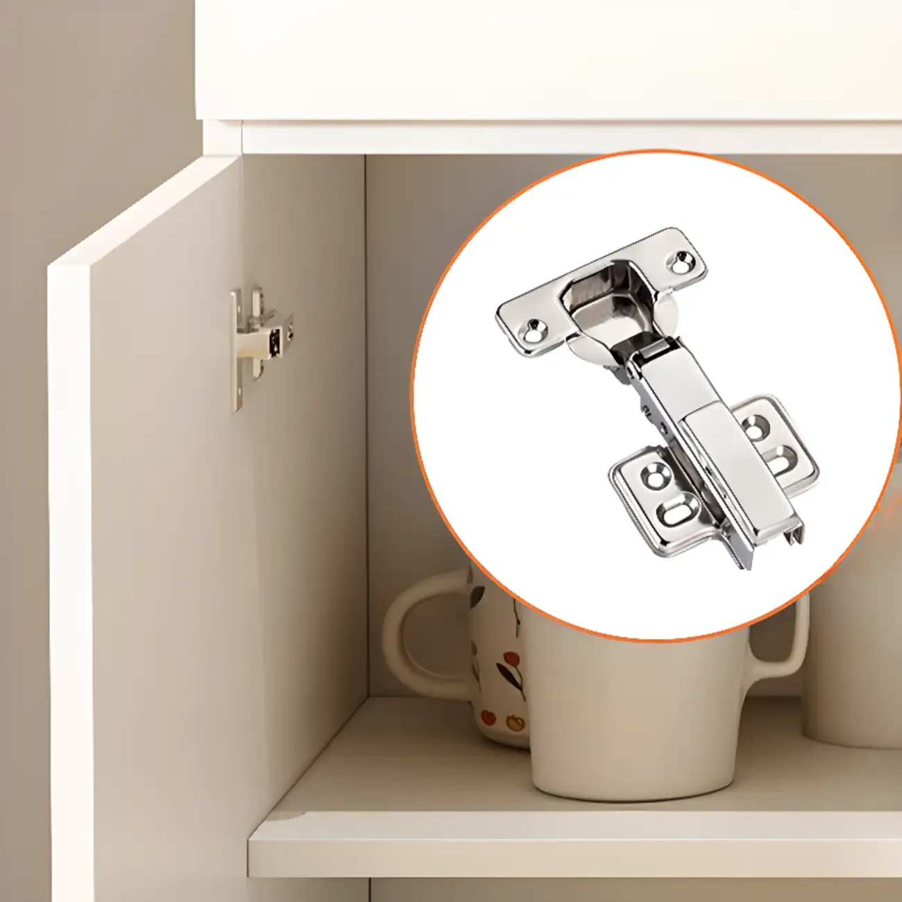 White Wooden Credenza with Drawers and Cabinets Image - 6