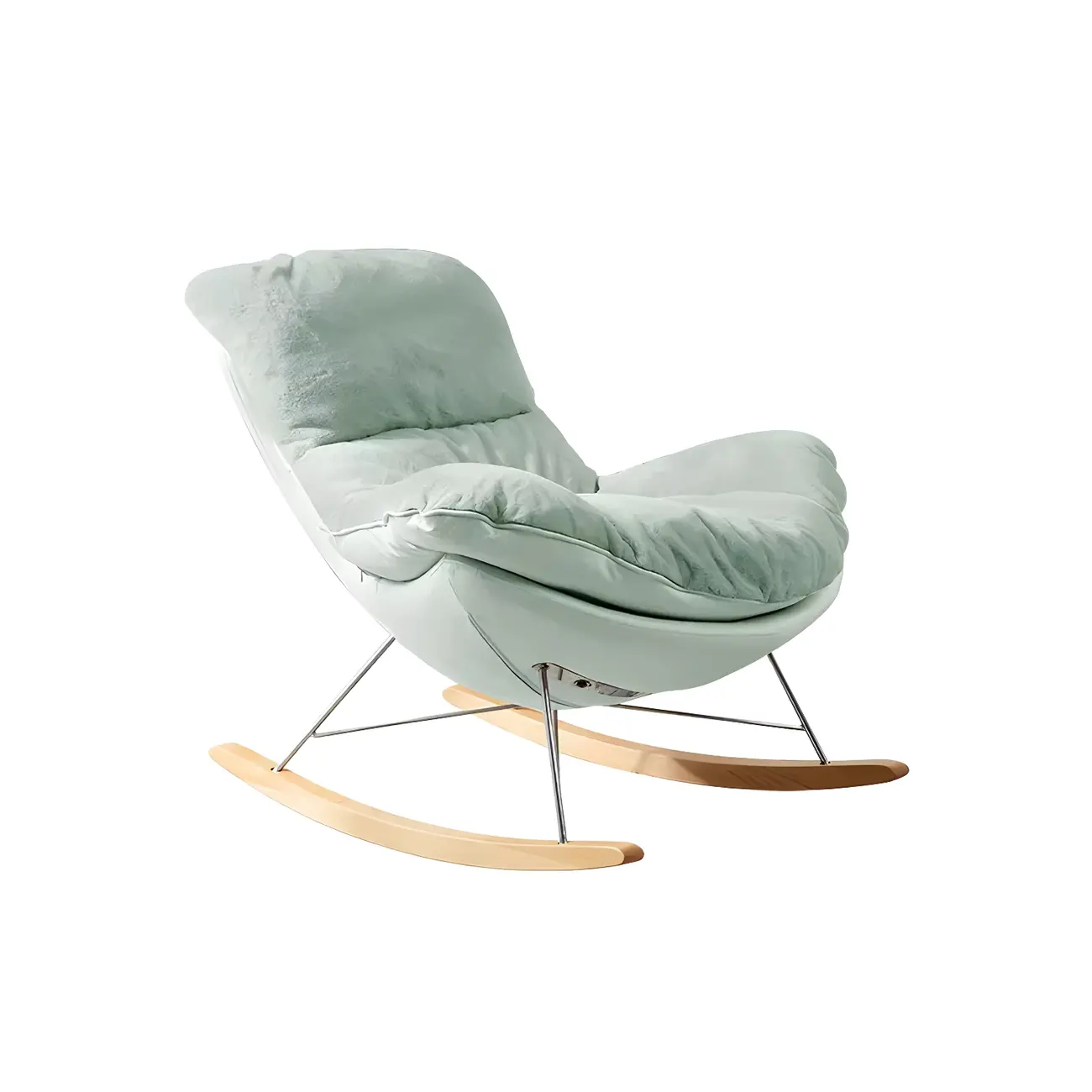 Modern Flannel Upholstered Armless Rocking Chair with Ottoman Image - 2 | homeyfad