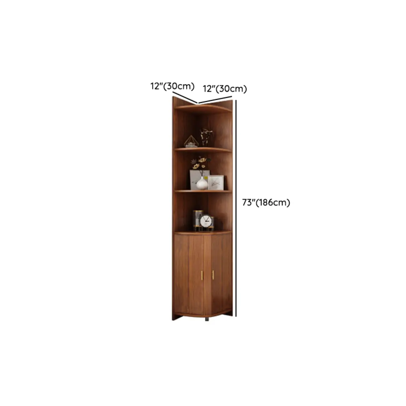 Modern Ample Storage Brown Wooden Corner Display Cabinet Image - 15 | homeyfad