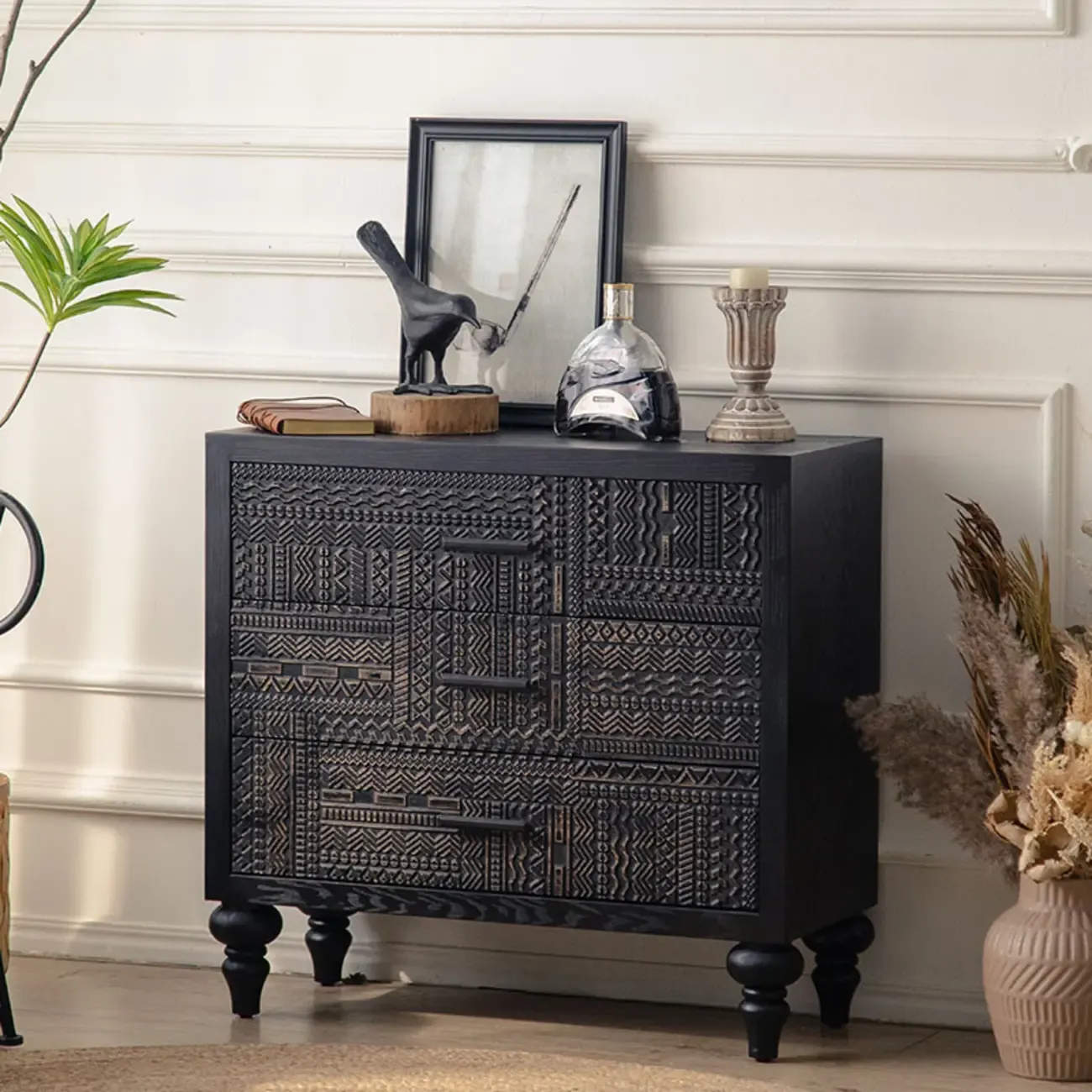 Modern Pine Sideboard with Storage for Living Room Image - 7