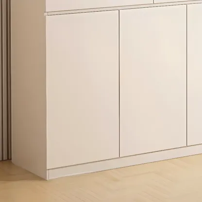 White Wooden Credenza with Drawers and Cabinets Image - 8