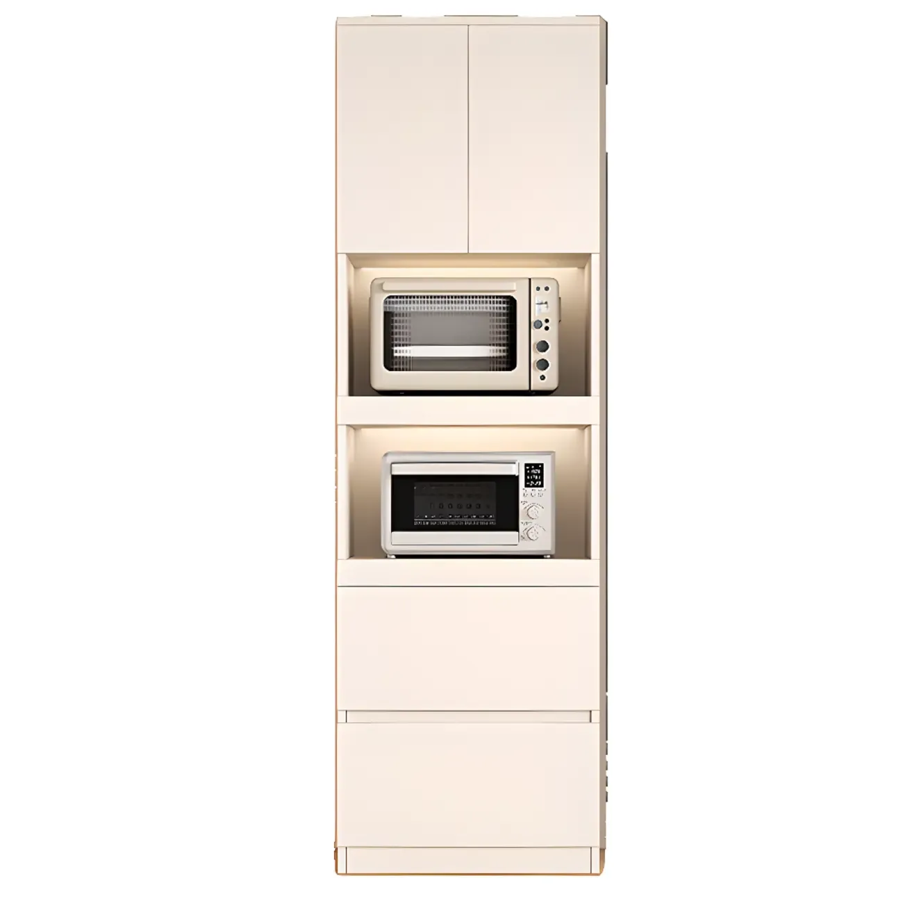 White Wooden Credenza with Drawers and Cabinets Image - 9