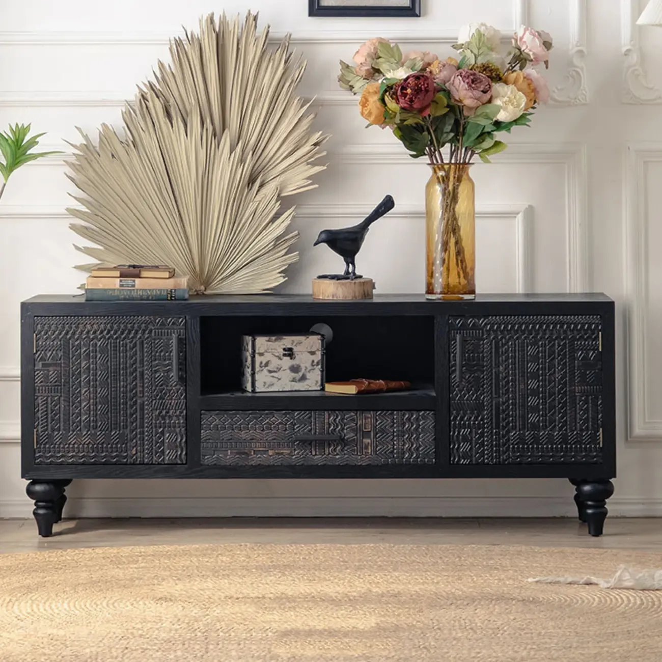 Modern Pine Sideboard with Storage for Living Room Image - 9