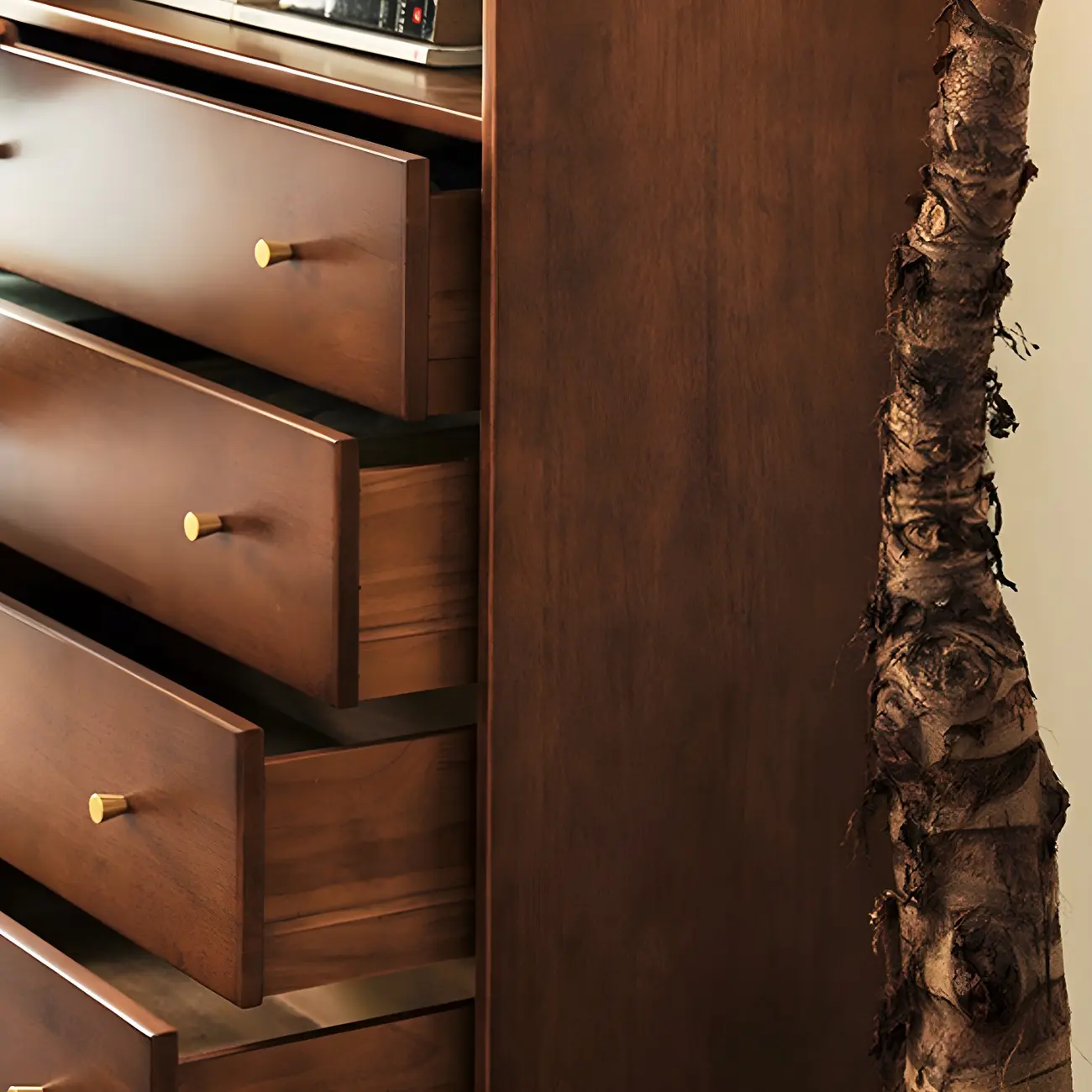 Modern Rubberwood Bedroom Storage Cabinet with 4 Drawers Image - 10 | homeyfad