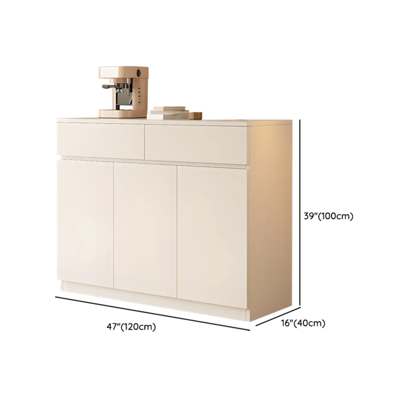 White Wooden Credenza with Drawers and Cabinets #size | homeyfad