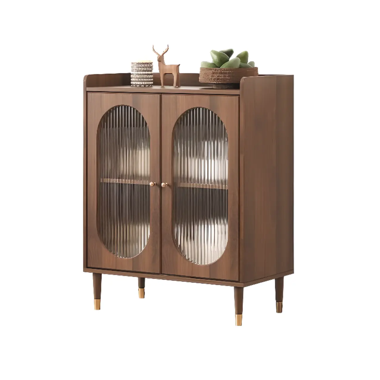 Retro Wooden Living Room Cabinet with Glass Door & Drawers Image - 4 | homeyfad