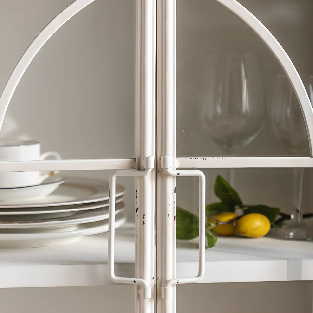 French Country Arch Storage Cabinet for Living Room Display Image - 9 | homeyfad