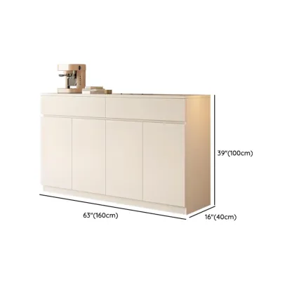 White Wooden Credenza with Drawers and Cabinets Image - 12