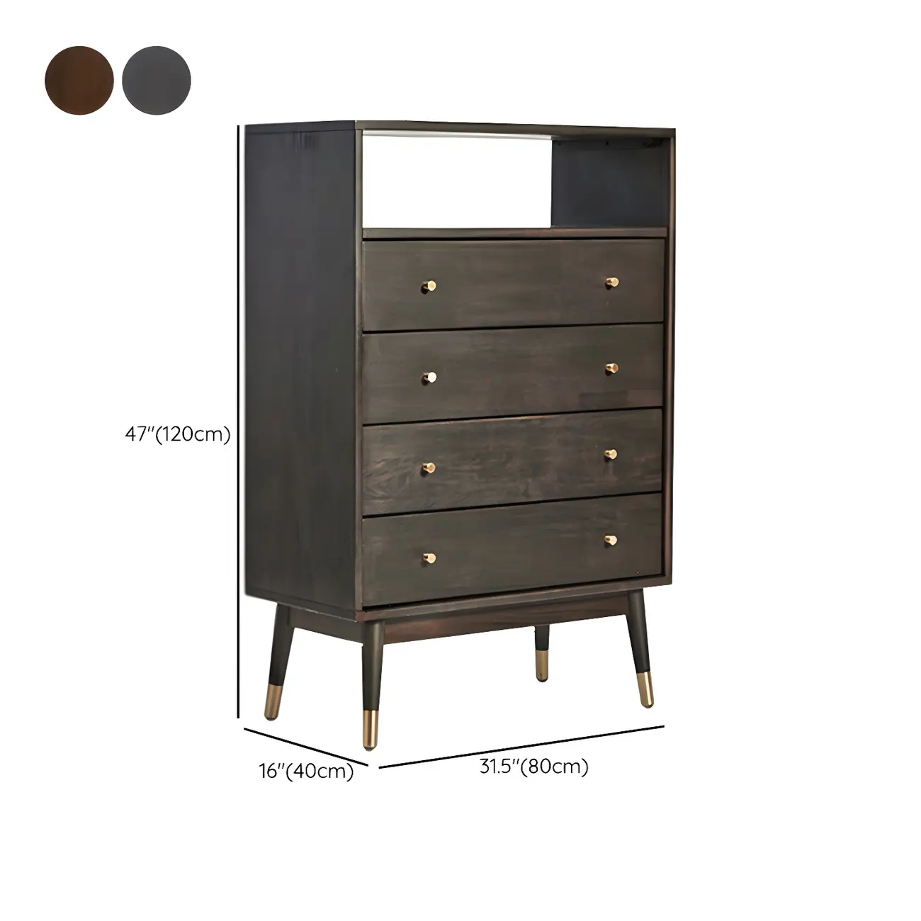 Modern Rubberwood Bedroom Storage Cabinet with 4 Drawers #size | homeyfad