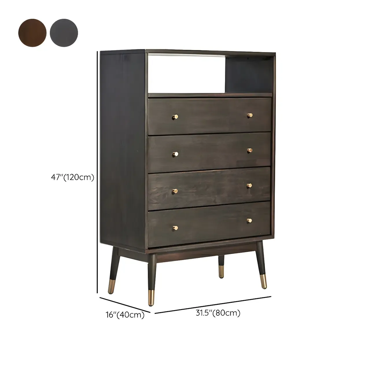 Modern Rubberwood Bedroom Storage Cabinet with 4 Drawers #size