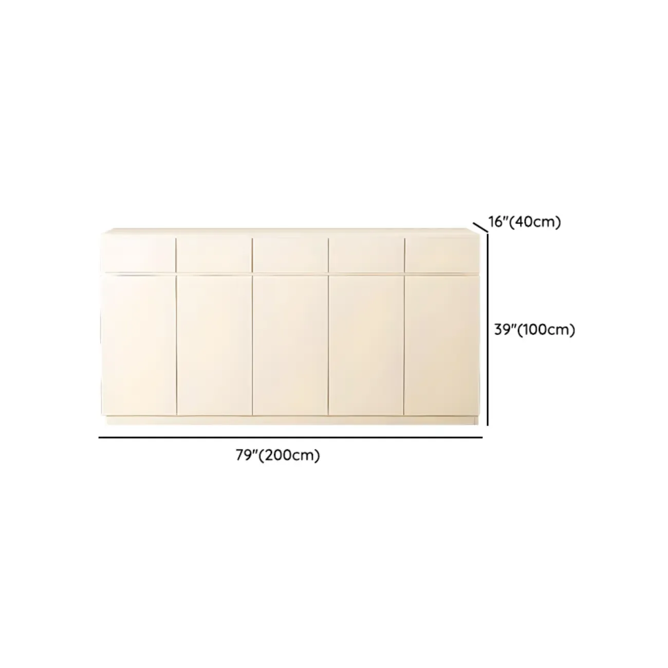 White Wooden Credenza with Drawers and Cabinets Image - 13