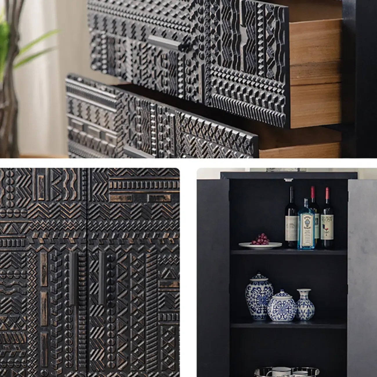 Modern Pine Sideboard with Storage for Living Room Image - 12