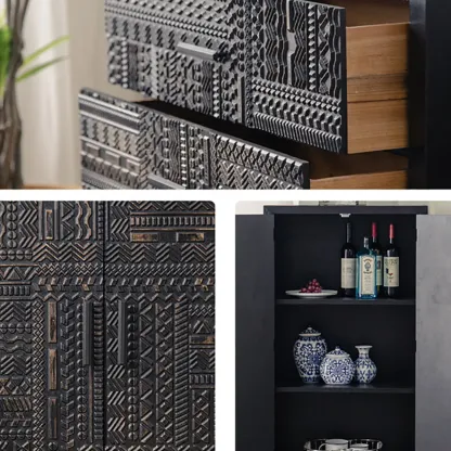 Modern Pine Sideboard with Storage for Living Room Image - 12