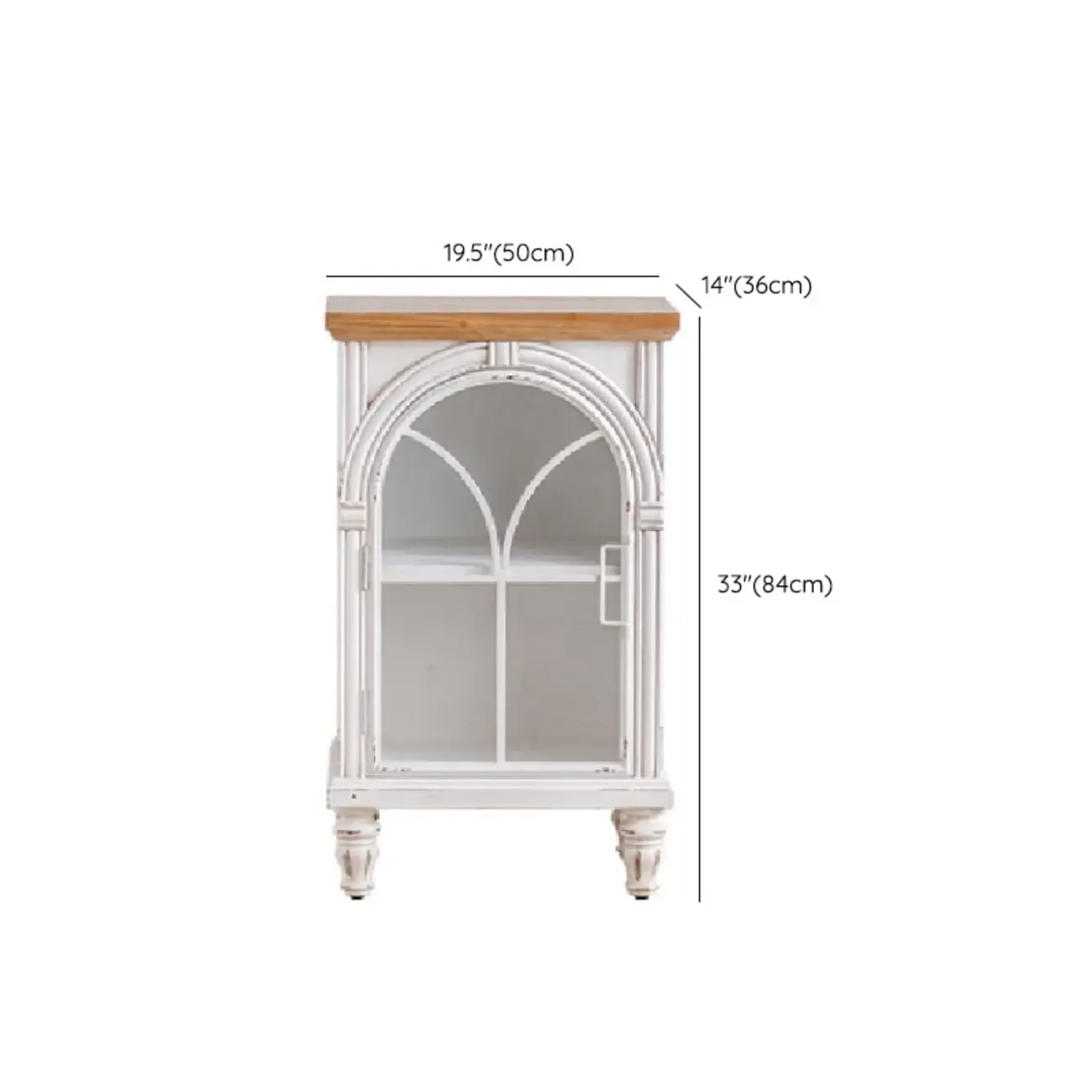 French Country Arch Storage Cabinet for Living Room Display #size