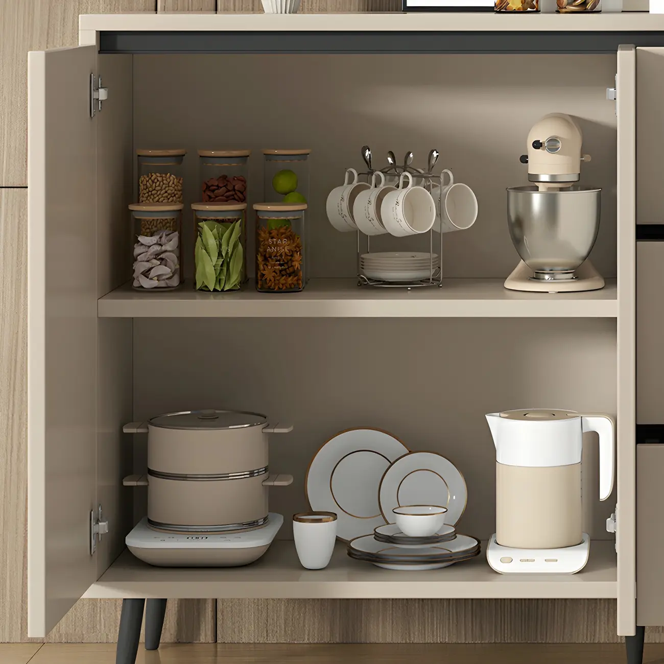 Modern Wooden Sideboard with Multi-Drawers and Cabinets Image - 13 | homeyfad