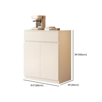 White Wooden Credenza with Drawers and Cabinets Image - 14