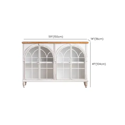 French Country Arch Storage Cabinet for Living Room Display Image - 12