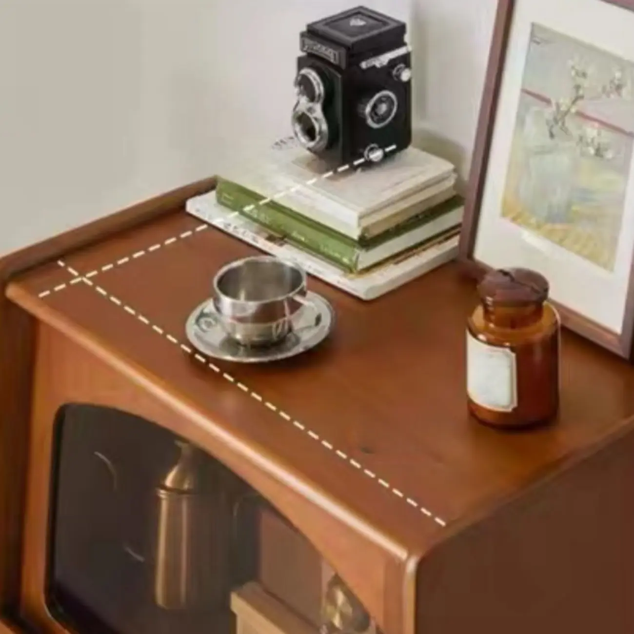 50" Modern Pine Brown Accent Cabinet with Glass Door Image - 4 | homeyfad
