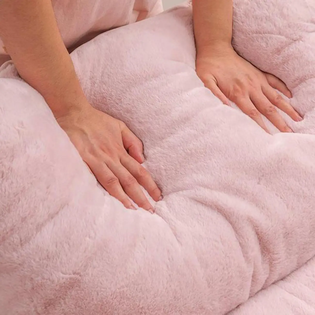 Modern Flannel Upholstered Armless Rocking Chair with Ottoman Image - 10 | homeyfad