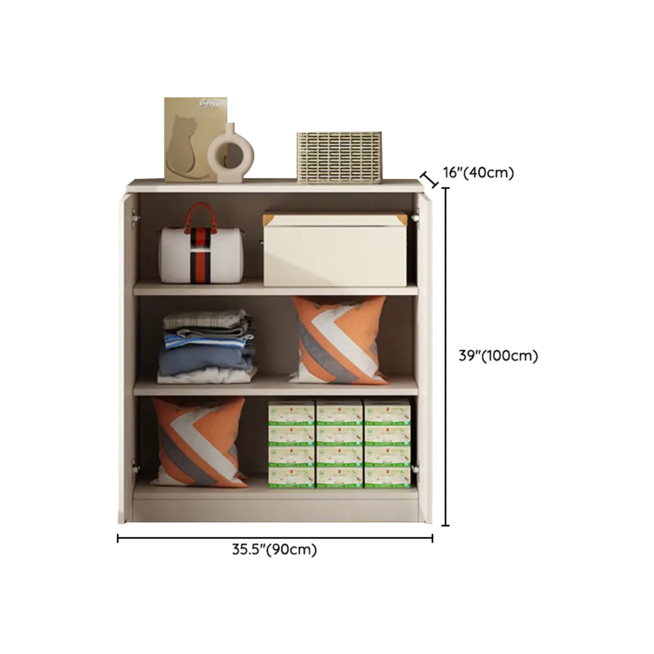 Modern Space-saving Accent Cabinet with Exterior Shelf Image - 25 | homeyfad